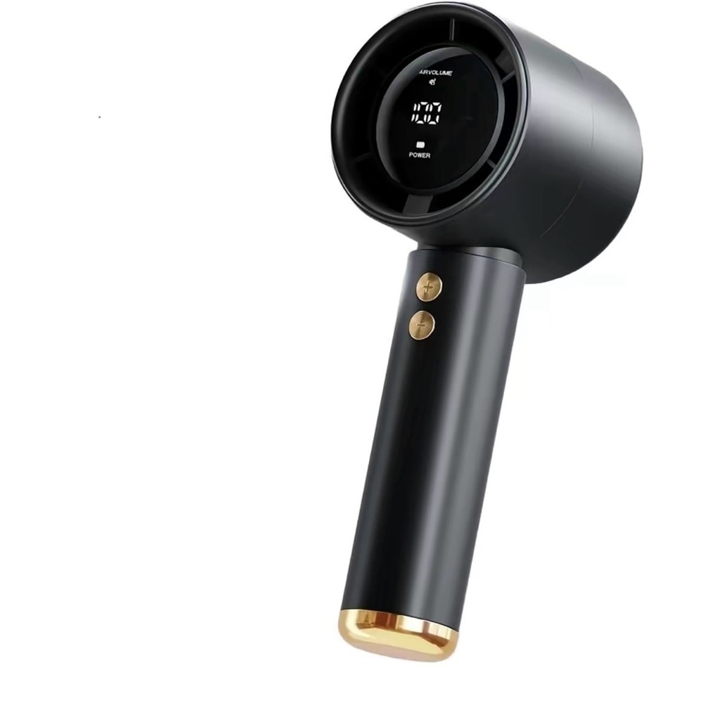 Sleek Black & Gold Handheld portable fan